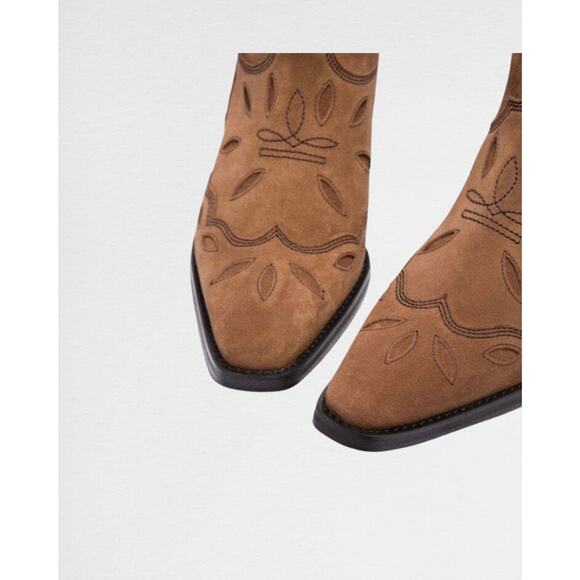 Ganni Suede Ankle Boots Brown - It 37 - Picture 7 of 7